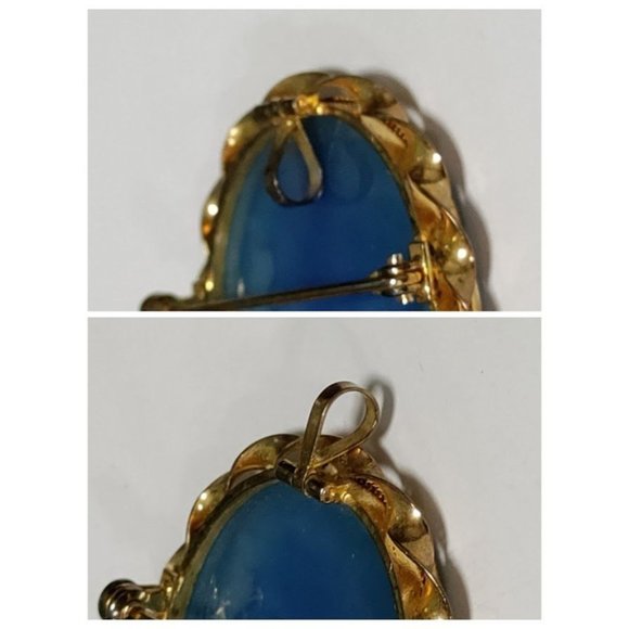 Vintage Vermeil Gold-Plated Glass Victorian Brooch Pendant Exquisite Piece - Picture 4 of 9